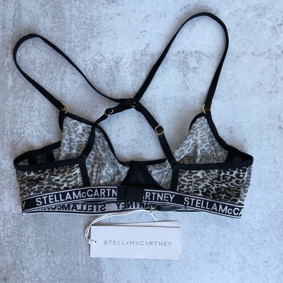 Stella McCartney Amelia Beaming Leopard Print Underwire Black Grey 34A - Picture 5 of 12